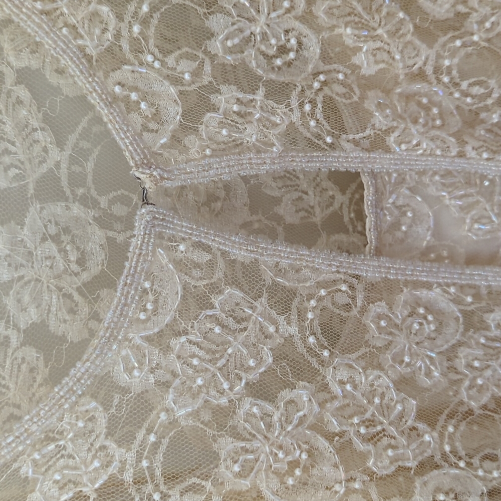 Stenay Cream/Champagne Colored Beaded Long Cocktail Dress - Sz 6 - Picture 5 of 10